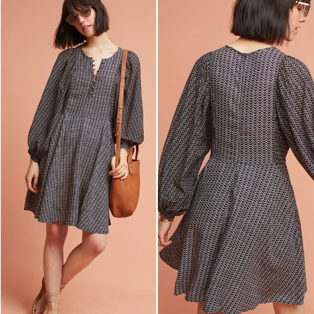 Anthropologie Maeve Nilaya Dress in Black Motif size S NWOT